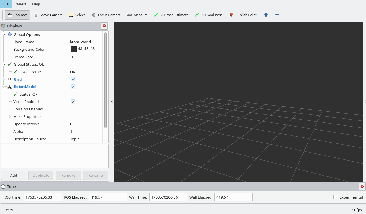 Empty RViz layout